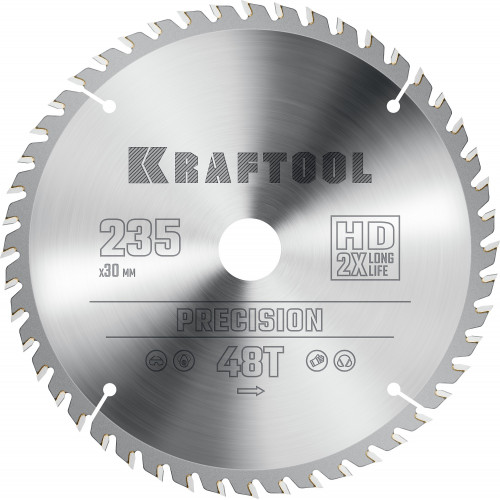 KRAFTOOL PRECISION 235х30мм 48Т, диск пильный по дереву