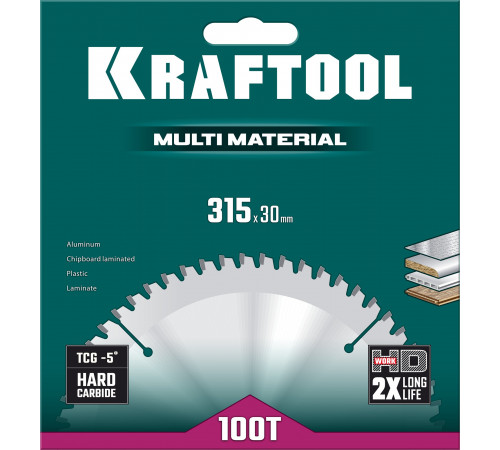 KRAFTOOL Multi Material 315х30мм 96Т, диск пильный по алюминию