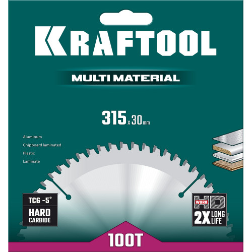 KRAFTOOL Multi Material 315х30мм 96Т, диск пильный по алюминию