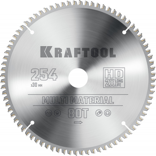 KRAFTOOL Multi Material 254х30мм 80Т, диск пильный по алюминию