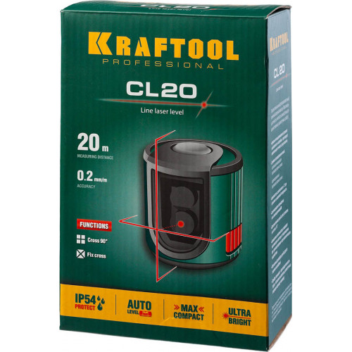 KRAFTOOL CL 20 нивелир лазерный , 20м, IP54, точн. +/-0,2 мм/м