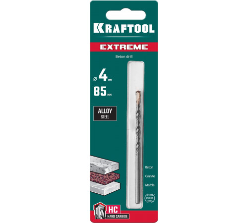 KRAFTOOL EXTREME 4 х 85 сверло по бетону, 3-х гранный хвостовик