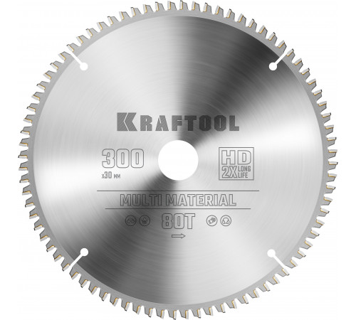 KRAFTOOL Multi Material 300х30мм 80Т, диск пильный по алюминию