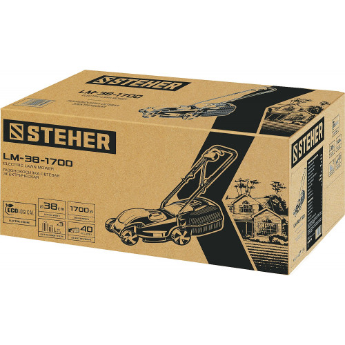 STEHER 1700 Вт газонокосилка сетевая, ш/с 38 см