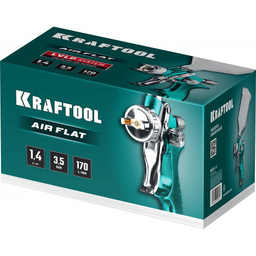 Краскопульт пневматический KRAFTOOL AirFlat LVLP c верхним бачком, 1.4мм
