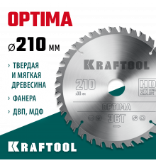 KRAFTOOL Optima 210х30мм 36Т, диск пильный по дереву