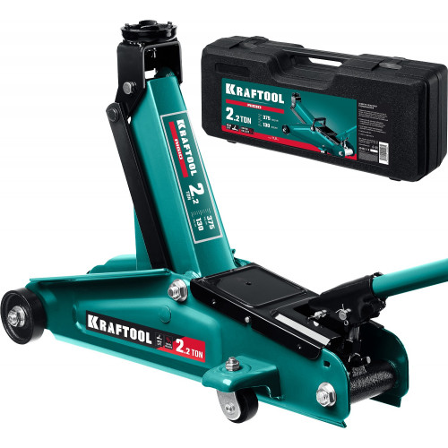KRAFTOOL RIGID 2.25т 130-385мм подкатной домкрат с увеличенным подъемом в кейсе
