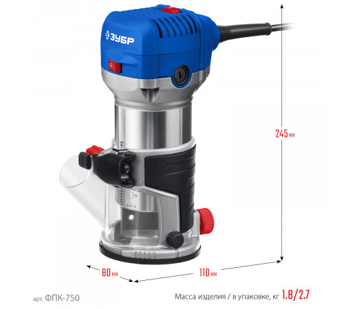 Кромочный фрезер ЗУБР Профессионал, ФПК-750, 750 Вт