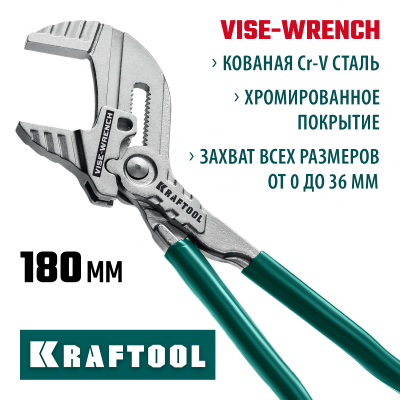 Клещи переставные-гаечный ключ KRAFTOOL 180 мм Vise-Wrench
