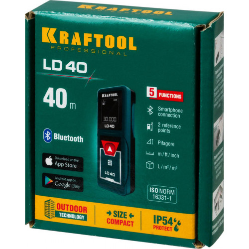 Дальномер ″LD-40″ лазерный, дальность 5см - 40м, точность 1,5 мм, KRAFTOOL 34763