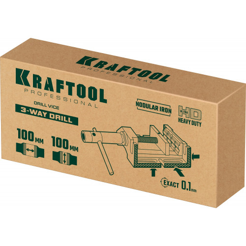 KRAFTOOL, 100 мм, станочные трехсторонние сверлильные тиски