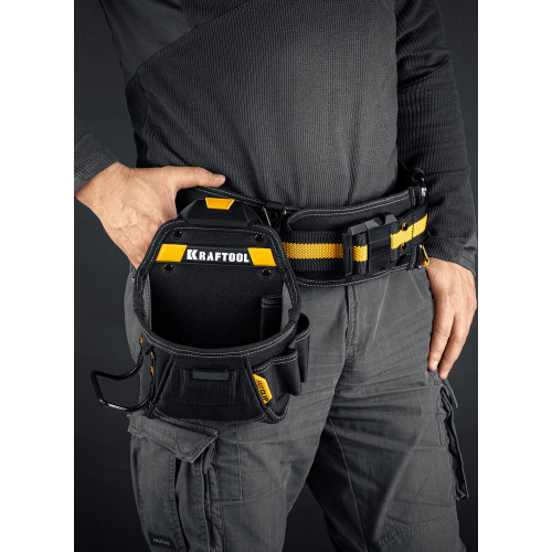 KRAFTOOL KP-6 с быстросъёмным креплением FastClip, 6 карманов и петель, 240 х 250 мм, поясная сумка (38775)