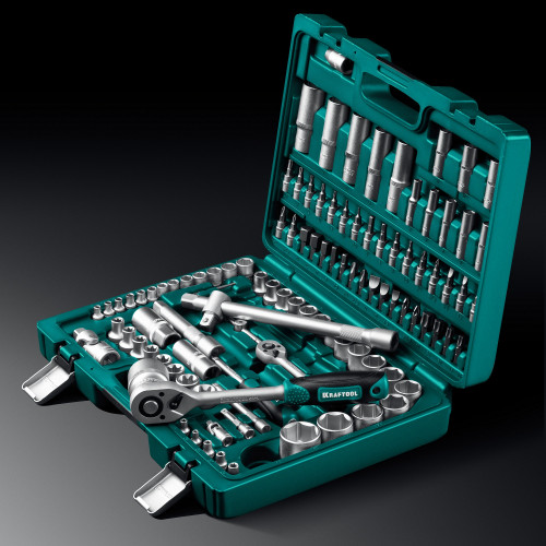 KRAFTOOL X-Drive 108, 108 предм., (1/2″+3/8″+1/4″), Универсальный набор инструмента (27888-H108)