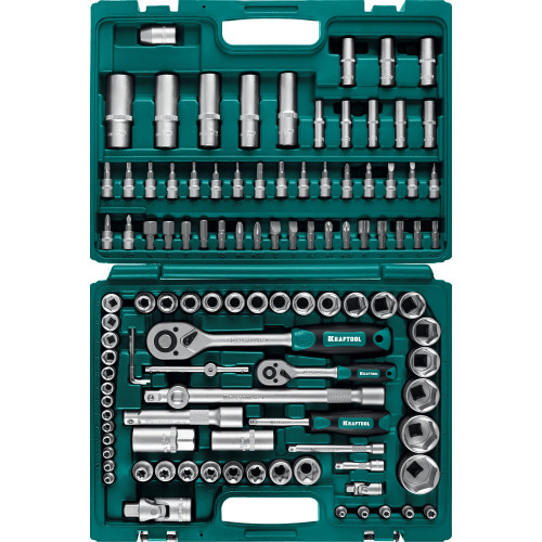 KRAFTOOL X-Drive 108, 108 предм., (1/2″+3/8″+1/4″), Универсальный набор инструмента (27888-H108)