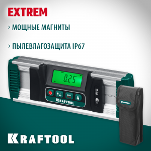 EXTREM уровень-уклономер электронный, 0-360°, Точность 0,05°, HOLD, Подсветка экрана, IP67, KRAFTOOL