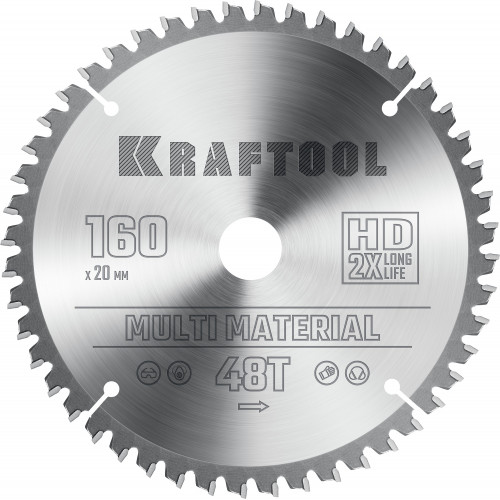 KRAFTOOL Multi Material 160х20мм 48Т, диск пильный по алюминию