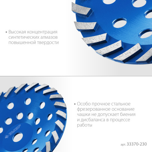Сегментная алмазная чашка ЗУБР Турбо d 230 мм, Профессионал