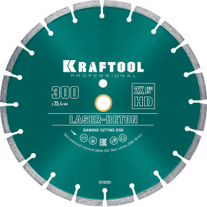 LASER-BETON 300 мм, диск алмазный отрезной по бетону и камню, KRAFTOOL