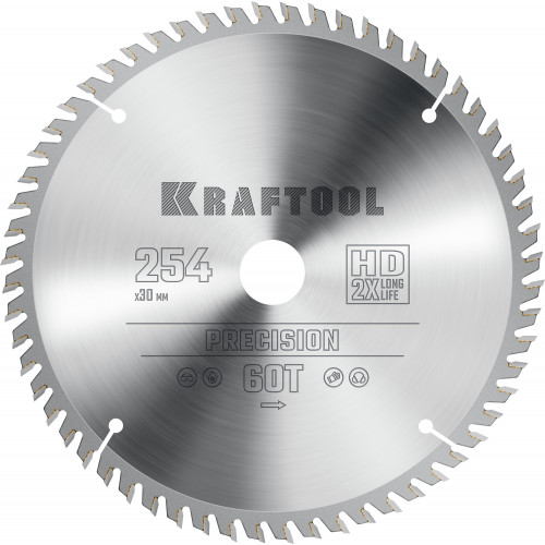 KRAFTOOL PRECISSION 254х30мм 60Т, диск пильный по дереву