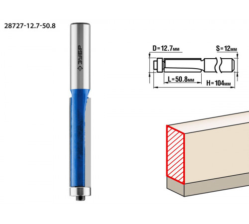 ЗУБР 12.7x50.8мм, хвостовик 12мм, фреза кромочная с нижним подшипником