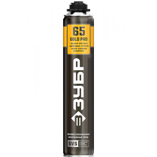 GOLD PRO 65 пена монтажная мелкопористая с увелич. выходом, пистолетная, всесезонная, 850мл, SVS, ЗУБР