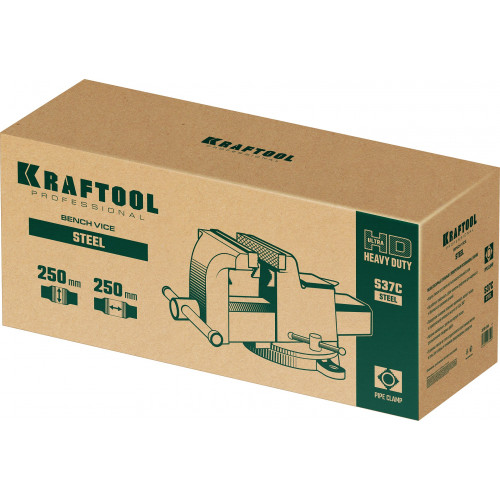 KRAFTOOL STEEL, 250 мм, стальные слесарные тиски