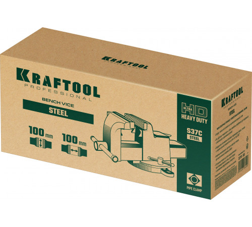 KRAFTOOL STEEL, 100 мм, стальные слесарные тиски