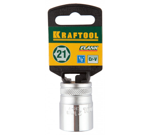 Торцовая головка KRAFTOOL ″INDUSTRIE QUALITAT″, Cr-V, FLANK, хромосатинированная, 1/2″, 21 мм