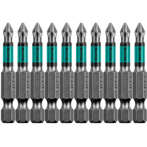 Optimum Line Биты, PH1, 50 мм, тип хвостовика E 1/4″, 10 шт в блистере, KRAFTOOL