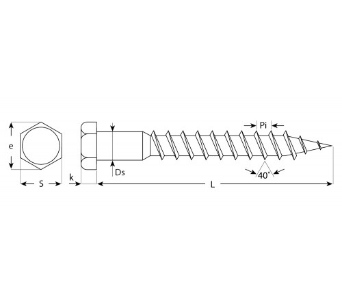 Шурупы ШДШ с шестигранной головкой (DIN 571), 180 х 10 мм, 1 шт, ЗУБР