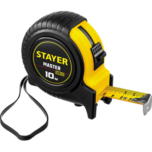 STAYER MASTER 10м / 25мм рулетка в ударостойком обрезиненном корпусе