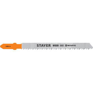 STAYER T101B, полотна для эл/лобзика, HCS, по дереву, ДСП, ДВП, Т-хвостовик, шаг 2,5мм, 75мм, 2шт, STAYER Professional