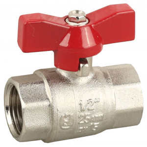 Кран ЗУБР шаровой 1/2″ полнопроходной ″мама-мама″, бабочка, никелированная латунь
