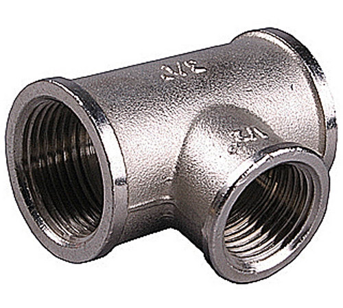 Тройник GENERAL FITTINGS переходной, никелированная латунь, г/г/г, 3/4″-1/2″-3/4″