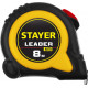 STAYER LEADER 8м / 25мм рулетка с автостопом в ударостойком обрезиненном корпусе