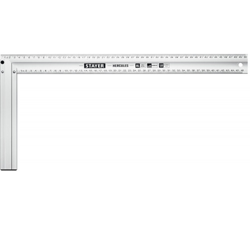 STAYER HERCULES 500 мм жесткий столярный угольник с усиленным алюминиевым полотном