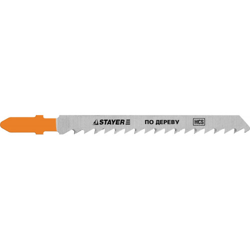 STAYER T101D, полотна для эл/лобзика, HCS, по дереву, ДСП, ДВП, Т-хвостовик, шаг 4мм, 75мм, 2шт, STAYER Professional