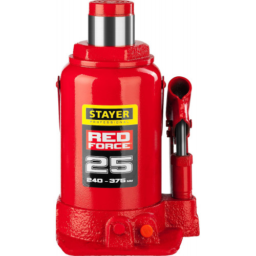 STAYER RED FORCE 25т 240-375мм домкрат бутылочный гидравлический