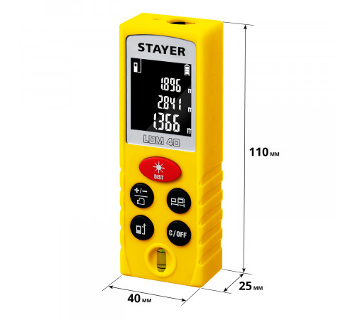 Дальномер лазерный, ″LDM-40″, дальность 40 м, 5 функций, STAYER Professional