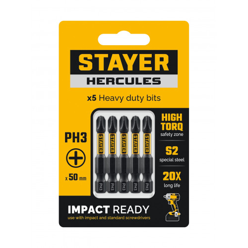 Торсионные биты STAYER PH 3, 50 мм, 5 шт HERCULES
