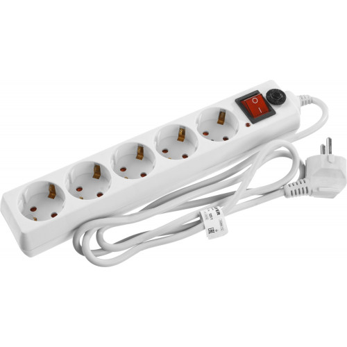 Сетевой фильтр STAYER ″MASTER″ MAXElectro электрический, 5 гнезд, макс. мощн. 2200 Вт, 1.5м