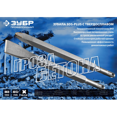 ЗУБР ВК8 SDS-plus Зубило пикообразное 250 мм