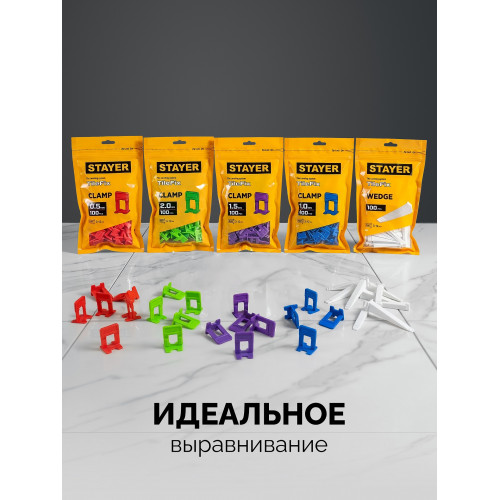STAYER СВП TileFix, 2,0 мм, 100 шт, система выравнивания плитки ″ворота″ (33847-100)