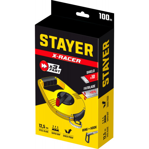 STAYER RACER 100 м геодезическая стальная мерная лента