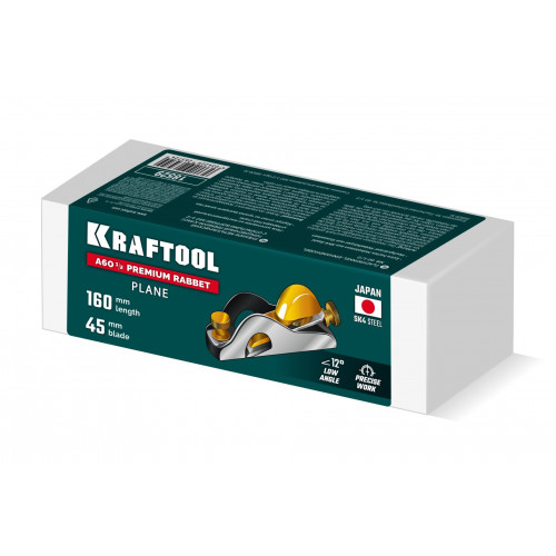 KRAFTOOL А60 1/2 Premium Rabbet LowAngle, 160 x 45 мм, металлический рубанок (18529)