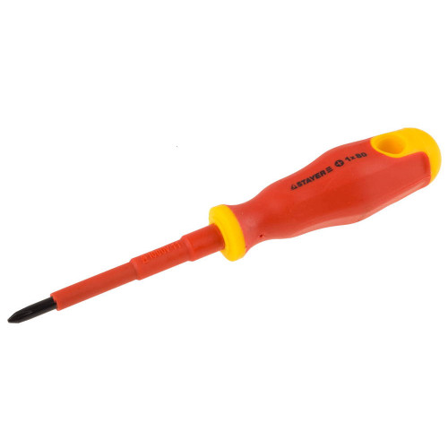Отвертка STAYER ″PROFI″ ″ELECTRO″ диэлектрическая до 1000В, двухкомп рукоятка, PH № 1 х 80мм