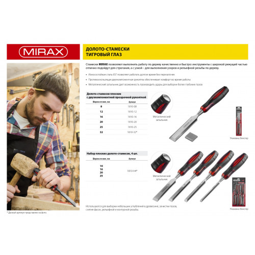 MIRAX стамеска-долото с прозрачной рукояткой, 25мм