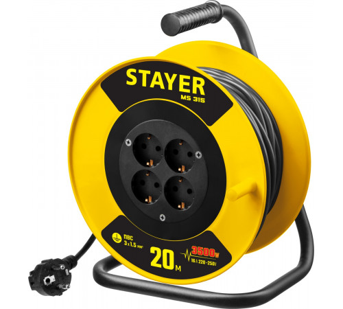 Силовой удлинитель на катушке STAYER MS 315, 20 м