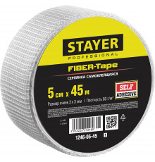 Серпянка самоклеящаяся FIBER-Tape, 5 см х 45м, STAYER Professional 1246-05-45