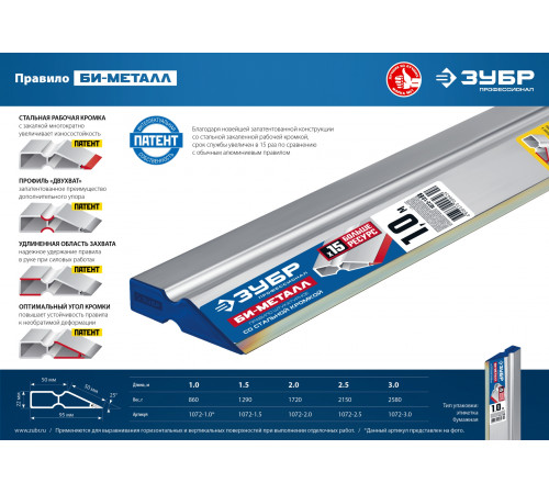 Правило ″БИ-Металл″, 2 м, ЗУБР 1072-2.0